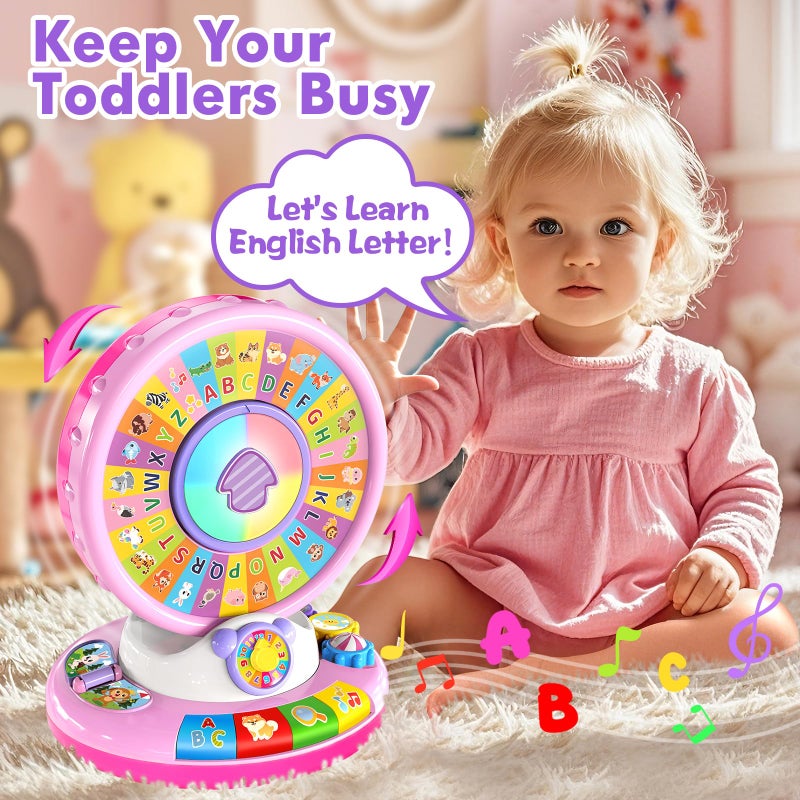 Duchong Learning Toy for 1 2 3 Year Old Girls, Spin and Sing Alphabet Zoo with Sounds, Interactive Educational Toys for Toddlers 1-3, Christmas 1st Birthday Gifts for Baby Girls Boys 9-12-18 Months - Image 5