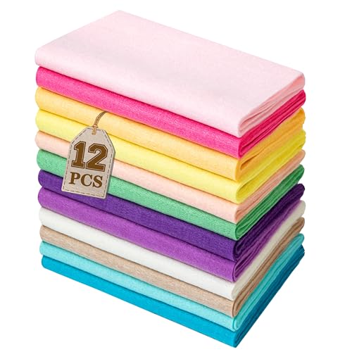 HaoFeiJH 12 Rolls 8"x20" 1.6mm Thick Soft Felt Fabric Sheets – 12 Assorted Morandi Colors for DIY Craft, Sewing, Patchwork & Projects – Nonwoven Felt Squares - Image 1