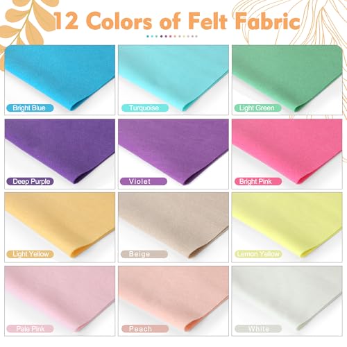 HaoFeiJH 12 Rolls 8"x20" 1.6mm Thick Soft Felt Fabric Sheets – 12 Assorted Morandi Colors for DIY Craft, Sewing, Patchwork & Projects – Nonwoven Felt Squares - Image 2