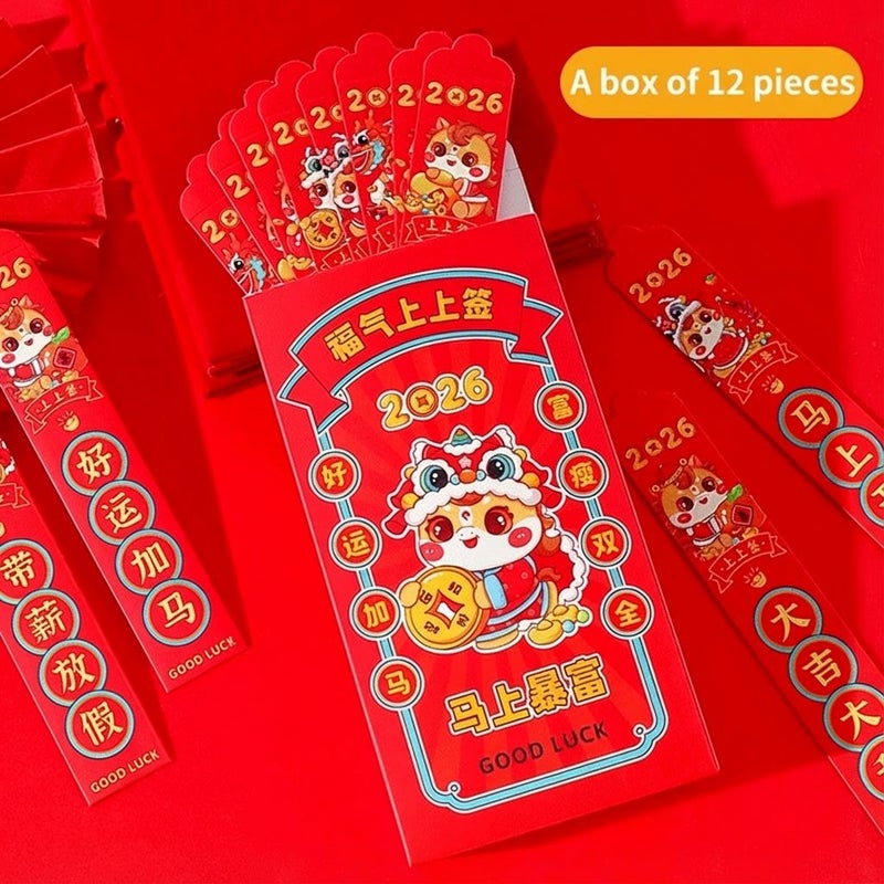 12 Pack Red New Year Envelopes For Lunar New Year Weddings Birthdays - Image 2