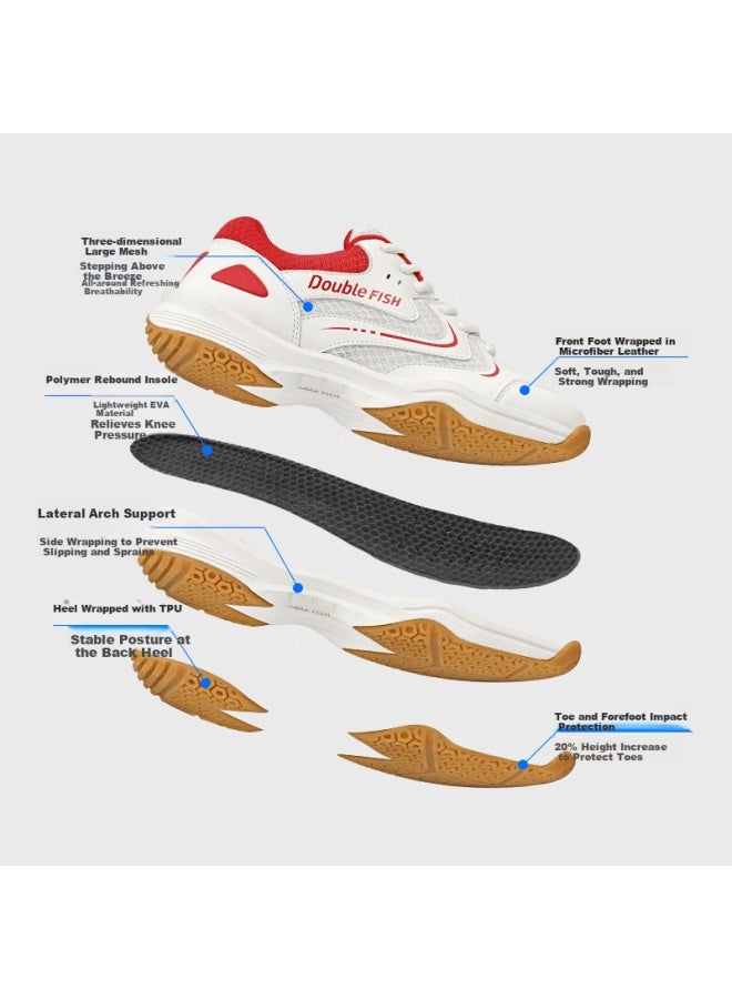 Double Fish Table Tennis Shoes Fengren Pro Professional Non-slip Breathable Durable Men's And Women's Table Tennis Shoes Black Size 43 - Image 4