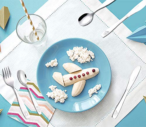 Exzact Annova Kids Silverware 6 Pieces Children'S Safe Flatware Set Stainless Steel - 3 X Forks  3 X Children Dinner Spoons  Toddler Utensils  Metal Cutlery Set For Lunchbox (Engraved Dog Bunny) - Image 5