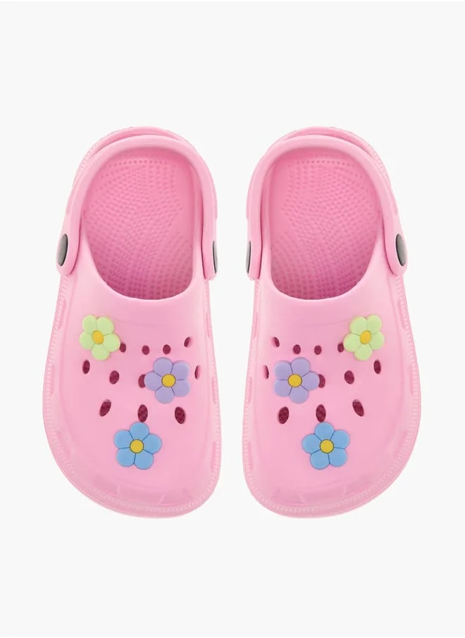 Flora Bella By Shoexpress Girls Floral Accent Clogs with Backstrap