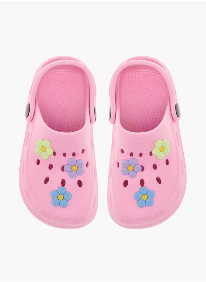 Flora Bella By Shoexpress Girls Floral Accent Clogs with Backstrap  - Image 2