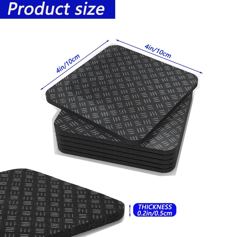 LOOEEL 6PCS Treadmill Mats,High Density Equipment Pads 4 x 4 x 0.2 inch Double-Sided Non-Slip Exercise Equipment Mat for Floor Protection,Washing Machine Pads,Walking Pad,Exercise Bike,Home Gym etc. - Image 2