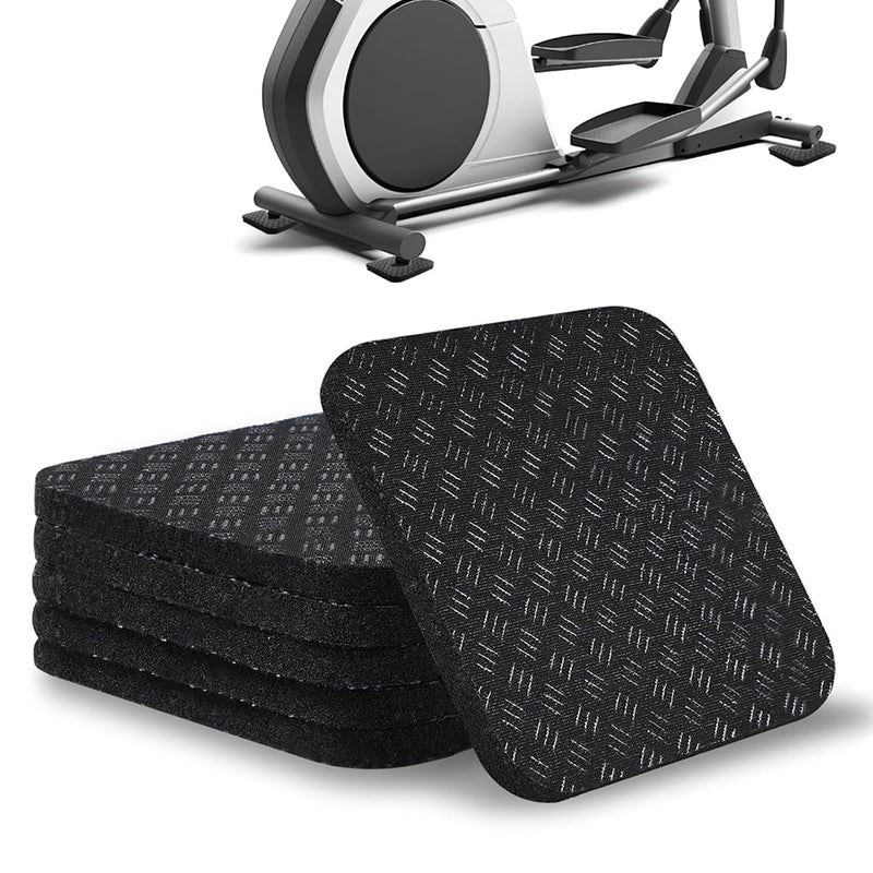 LOOEEL 6PCS Treadmill Mats,High Density Equipment Pads 4 x 4 x 0.2 inch Double-Sided Non-Slip Exercise Equipment Mat for Floor Protection,Washing Machine Pads,Walking Pad,Exercise Bike,Home Gym etc. - Image 1