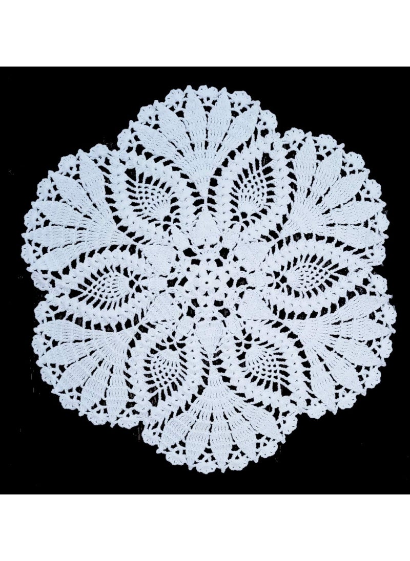 RR RR RITIKA Multi Design Crochet Handmade Round Table Mat (24 inch) 