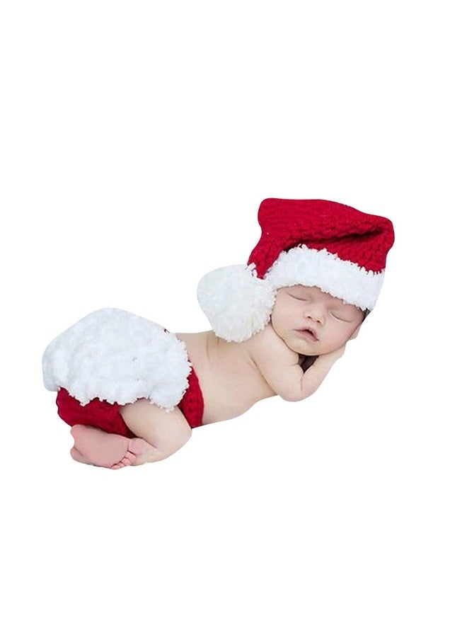 BabyMoon Babymoon Christmas Santa Clause Christmas Shorts n Cap Costum Set Newborn Photography Shoot Props Costume Red  - Image 3