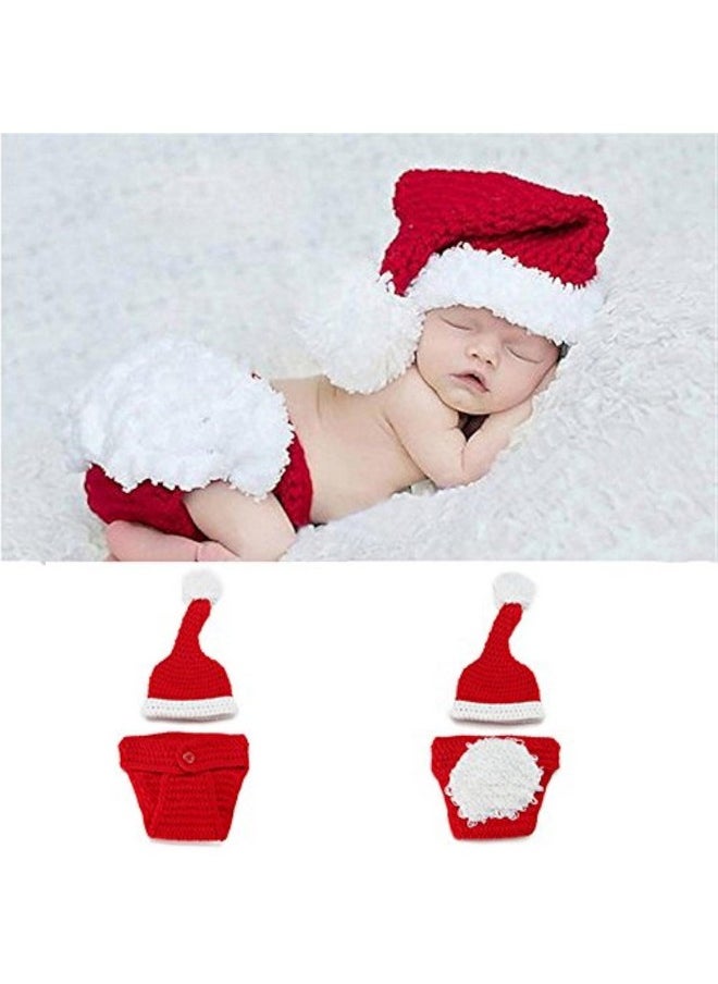 BabyMoon Babymoon Christmas Santa Clause Christmas Shorts n Cap Costum Set Newborn Photography Shoot Props Costume Red  - Image 1