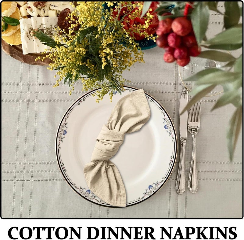 12pcs 40cm Washable Soft 100% Cotton Cloth Napkins, Beige Linen Color Reusable Dinner Table Napkins for Weddings, Parties, Restaurants, and Home Use - Image 3