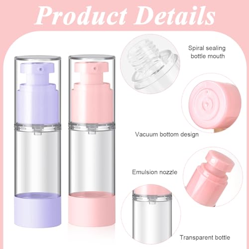 MAYCREATE® 4pcs Airless Pump Bottles 30ml Vacuum Travel Bottles for Toiletries, 3 Cream Pump Bottle & 1 Spray Bottle Combo, 4 in 1 Refill Travel Dispenser Bottle Kit for Lotion Shampoo Foundation - Image 4