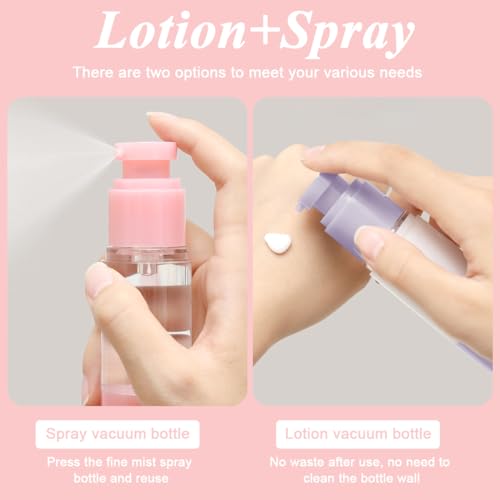 MAYCREATE® 4pcs Airless Pump Bottles 30ml Vacuum Travel Bottles for Toiletries, 3 Cream Pump Bottle & 1 Spray Bottle Combo, 4 in 1 Refill Travel Dispenser Bottle Kit for Lotion Shampoo Foundation - Image 5