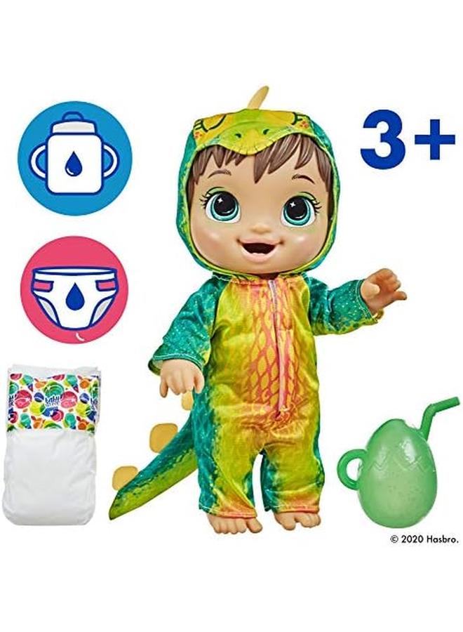 Baby Alive Dino Cuties Doll Stegosaurus Doll Accessories Drinks Wets Stegosaurus Dinosaur Toy For Kids Ages 3 Years And Up Brown Hair - Image 3