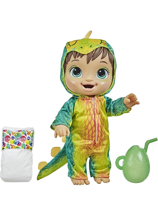 Baby Alive Dino Cuties Doll Stegosaurus Doll Accessories Drinks Wets Stegosaurus Dinosaur Toy For Kids Ages 3 Years And Up Brown Hair - Image 1