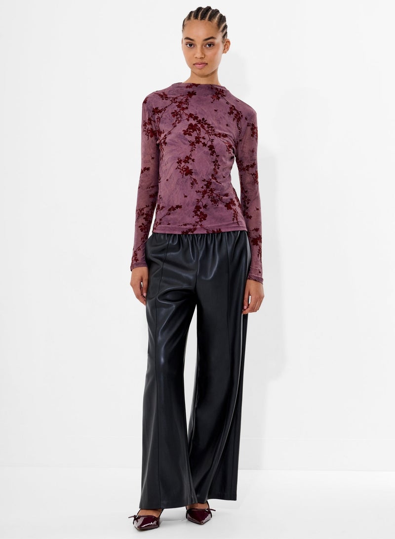 French Connection Kenny Mesh Velvet Burnout Top - Image 2