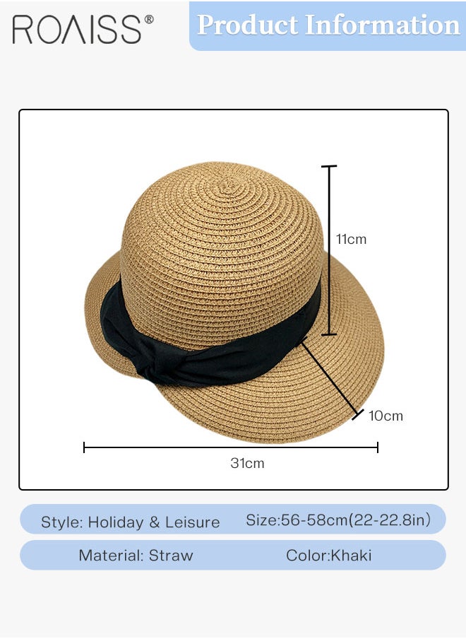 Women's Wide Brim Straw Hat, Black Bowknot Ribbon Foldable Portable Sun Cap, Breathable UV Protection for Outdoor Sports, Cycling, Hiking - pzsku/Z89AADA961718DB758436Z/45/_/1720775812/89a68e86-ee43-4bc5-9ee5-534a484b1d6d