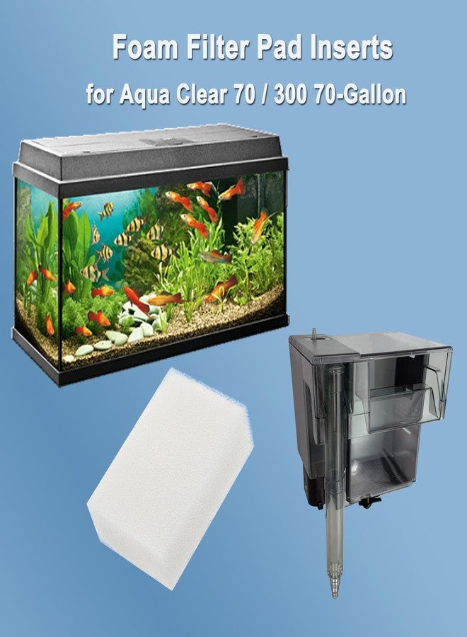 Qzbhct 6 Pcs Aquarium Bio Sponge White Foam Filter Pads Compatible with Aqua Clear 70/300 Filtration Systems - Image 3