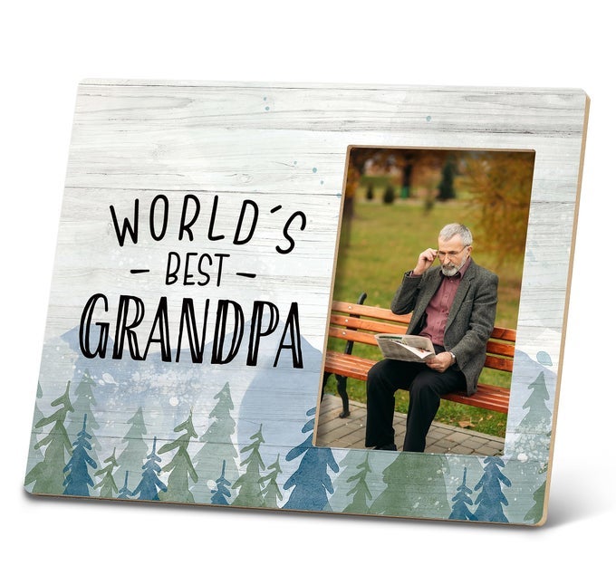 Grandpa Gifts Christmas Birthday Picture Frame from Grandchildren Worlds Best Grandpa 10x8 Inch Wooden Tabletop Photo Frame