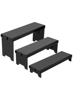 No Bent Acrylic Display Stand, 12-Inch Black -Step Riser for Amiibo Funko POP Figures, Display Shelf Showcase for Decoration and Organization