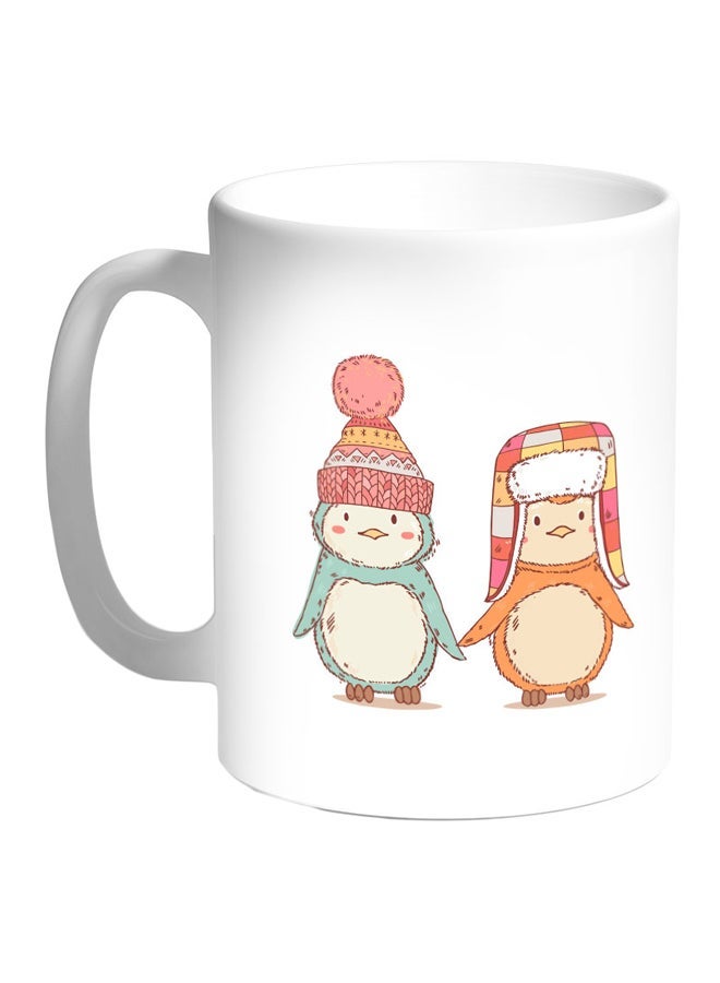 Cartoon Winter Printed Coffee Mug White/Orange/Yellow 11ounce