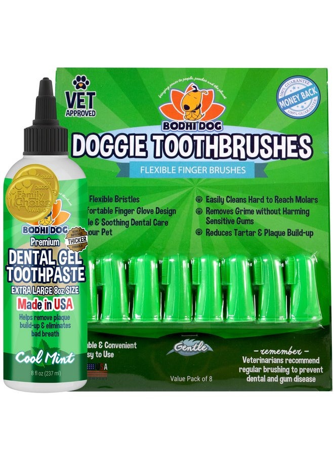 Bodhi Dog - Bodhi Dog Dental Gel Reduces Tartar and Freshens Bad Breath + 8-Pack Gentle Disposable Finger Toothbrush | Soft & High-Grade Dog Toothbrush with Silicone Bristles | Oral Care or Dental Care Bundle - Image 1