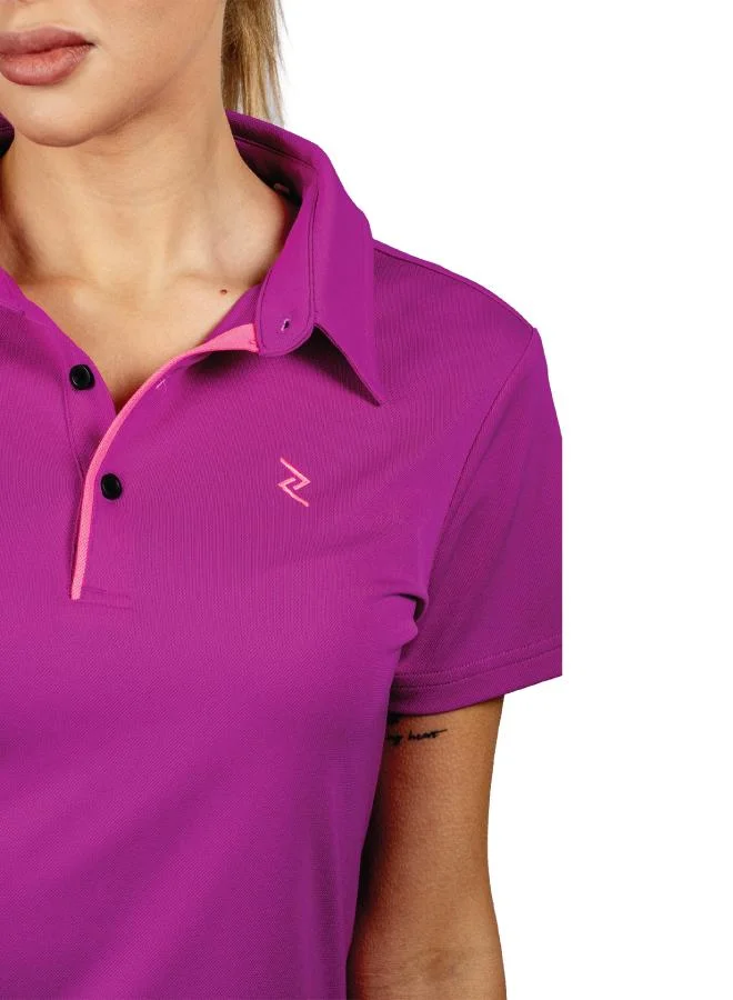 ZAECY Women's Panelled Polo Shirt