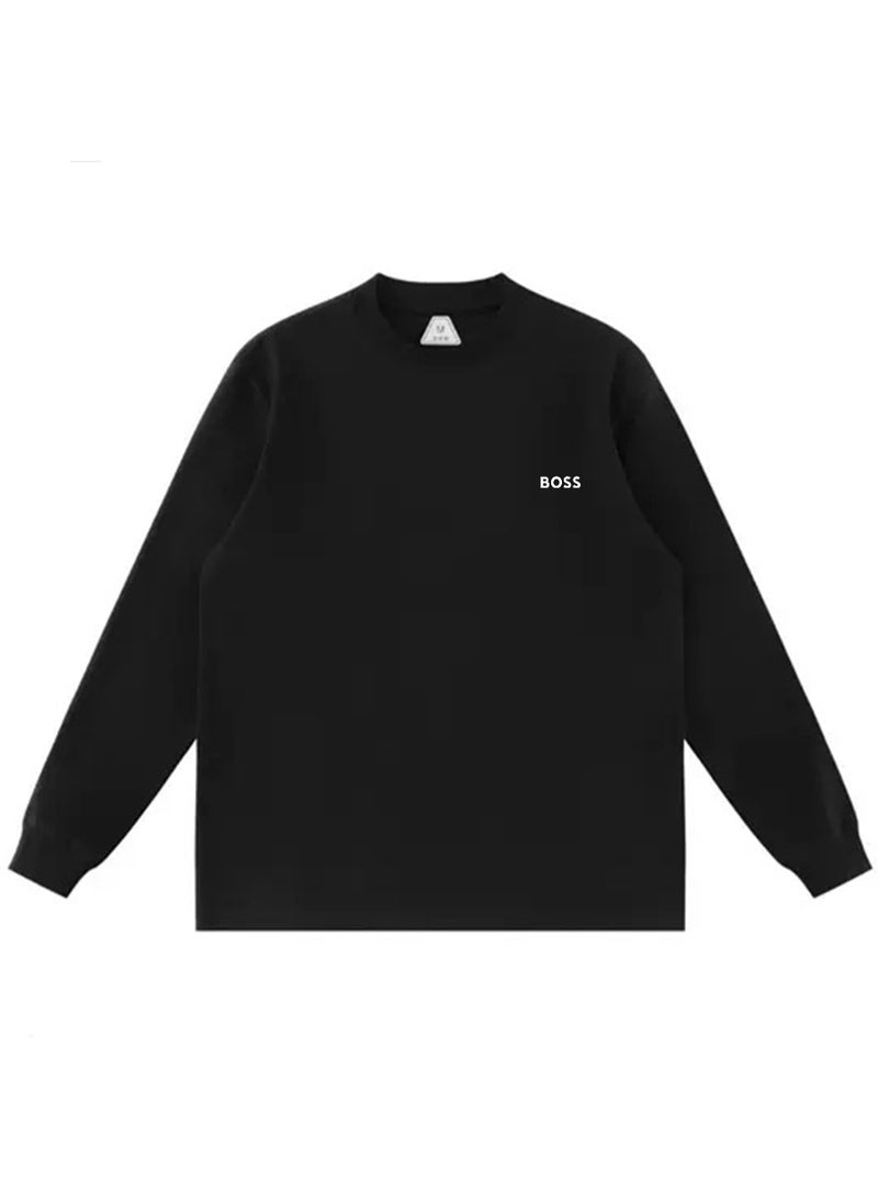 BOSS Women Oversized Crew Neck Sweatshirt Street Fashion All-Match Daily Wear Black - Image 5