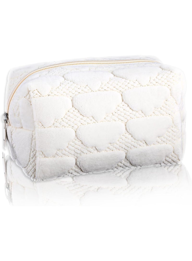 SOLARAE Travel Makeup Bag, Small Cosmetic Bag, Small Cosmetic Bag, Women's Storage Bag, Zip Close Bag, Simple Portable Toiletry Travel Bag for Women, White, SG2890 - Image 1