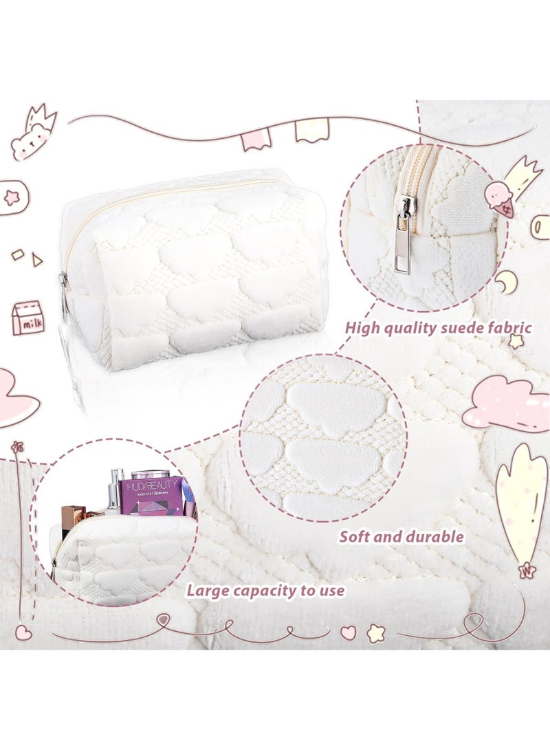 SOLARAE Travel Makeup Bag, Small Cosmetic Bag, Small Cosmetic Bag, Women's Storage Bag, Zip Close Bag, Simple Portable Toiletry Travel Bag for Women, White, SG2890 - Image 5