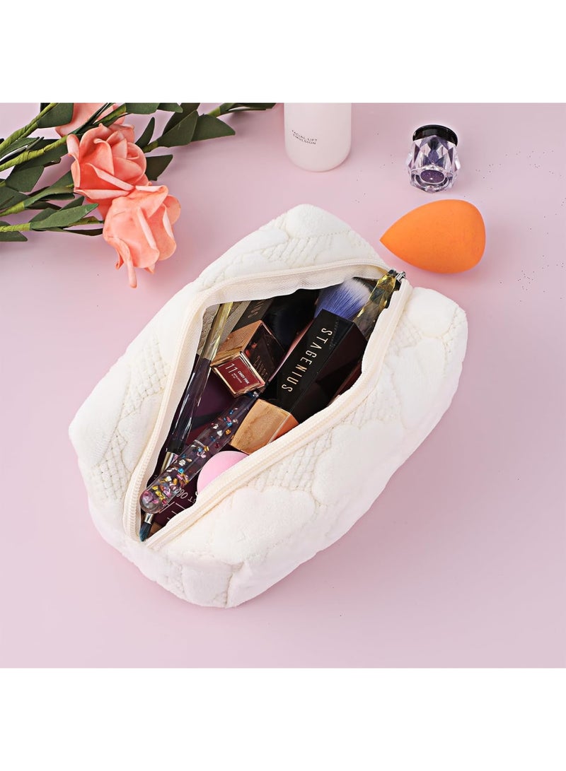 SOLARAE Travel Makeup Bag, Small Cosmetic Bag, Small Cosmetic Bag, Women's Storage Bag, Zip Close Bag, Simple Portable Toiletry Travel Bag for Women, White, SG2890 - Image 3