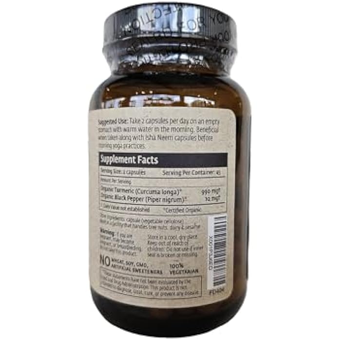 ISHA Turmeric Herbal Supplement 990 mg - 90 Vegetarian Capsules, Non-GMO, Gluten Free… - Image 4