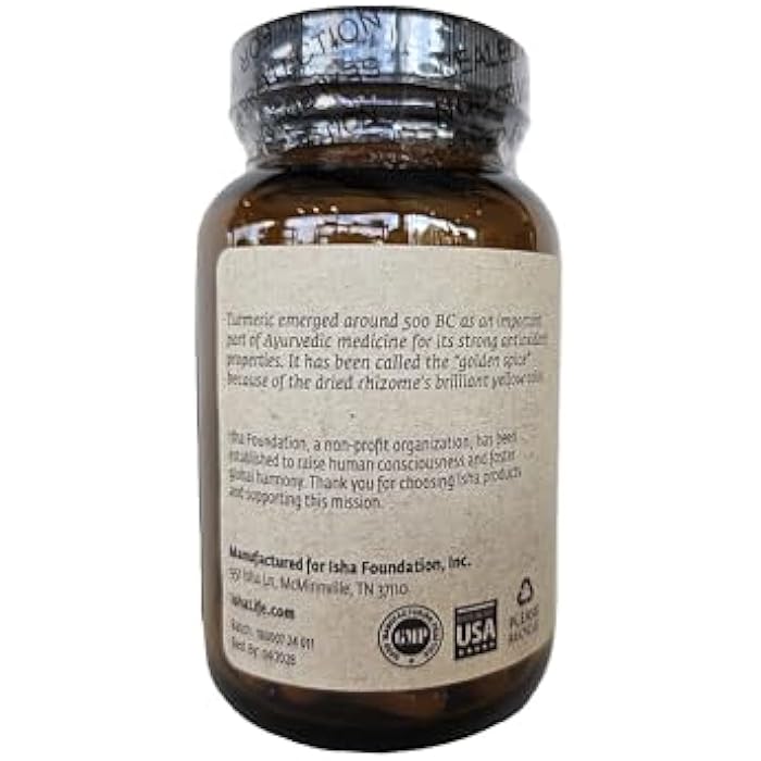 ISHA Turmeric Herbal Supplement 990 mg - 90 Vegetarian Capsules, Non-GMO, Gluten Free… - Image 2