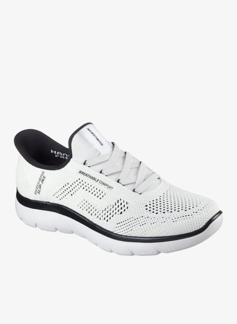 SKECHERS Men's Logo Print Slip-On Sports Shoes With Lace Detail- Summits