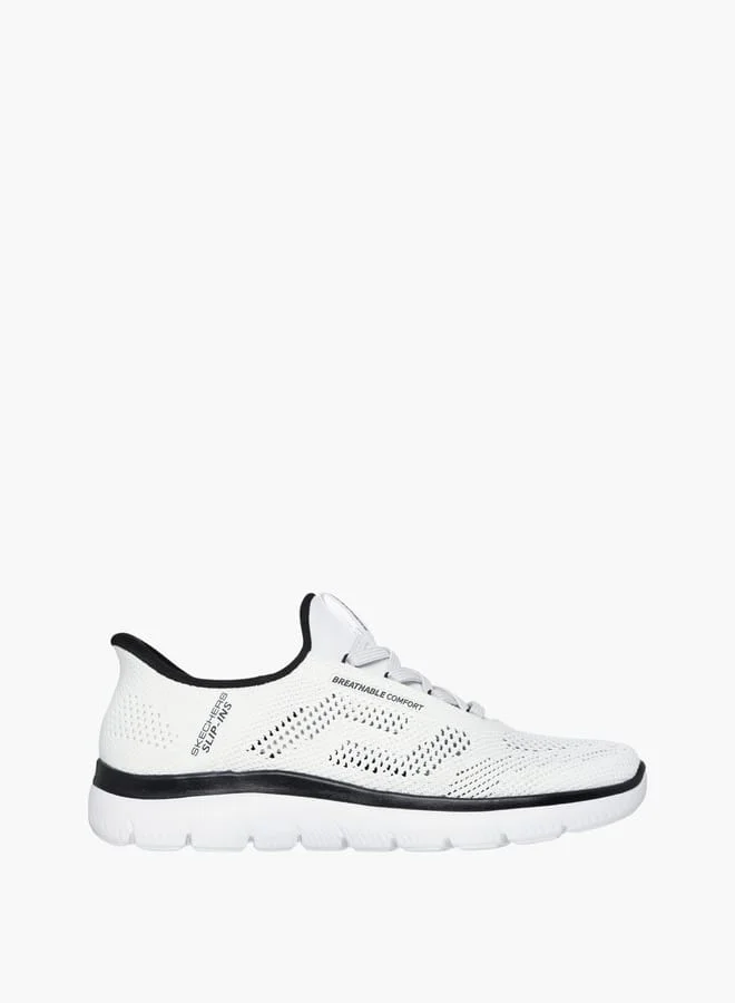 SKECHERS Men's Logo Print Slip-On Sports Shoes With Lace Detail- Summits