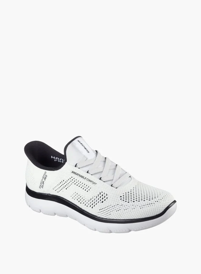SKECHERS Men's Logo Print Slip-On Sports Shoes With Lace Detail- Summits