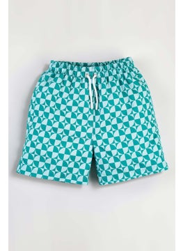 Water Repellent Printed Drawstring Lined Men's Swim Shorts