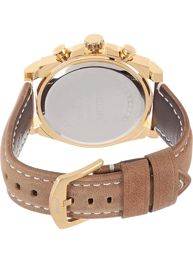MEGIR Mens Quartz Watch Chronograph Display And Leather Strap 2094G - Image 2