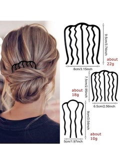 La Jolie Jasmin 6 Piece Metal Hair Side Combs Hair Fork Clip Teeth Hair Pin Stick for Updo Bun, U Shape for Vintage Hairstyle Hair Accessories(4 teeth, 7 teeth)  - Image 4