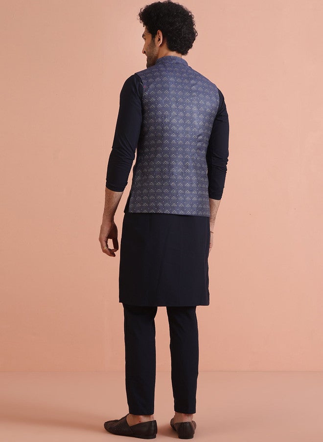 KISAH Straight Kurta with Trousers & Embellished Nehru Jacket - Image 5