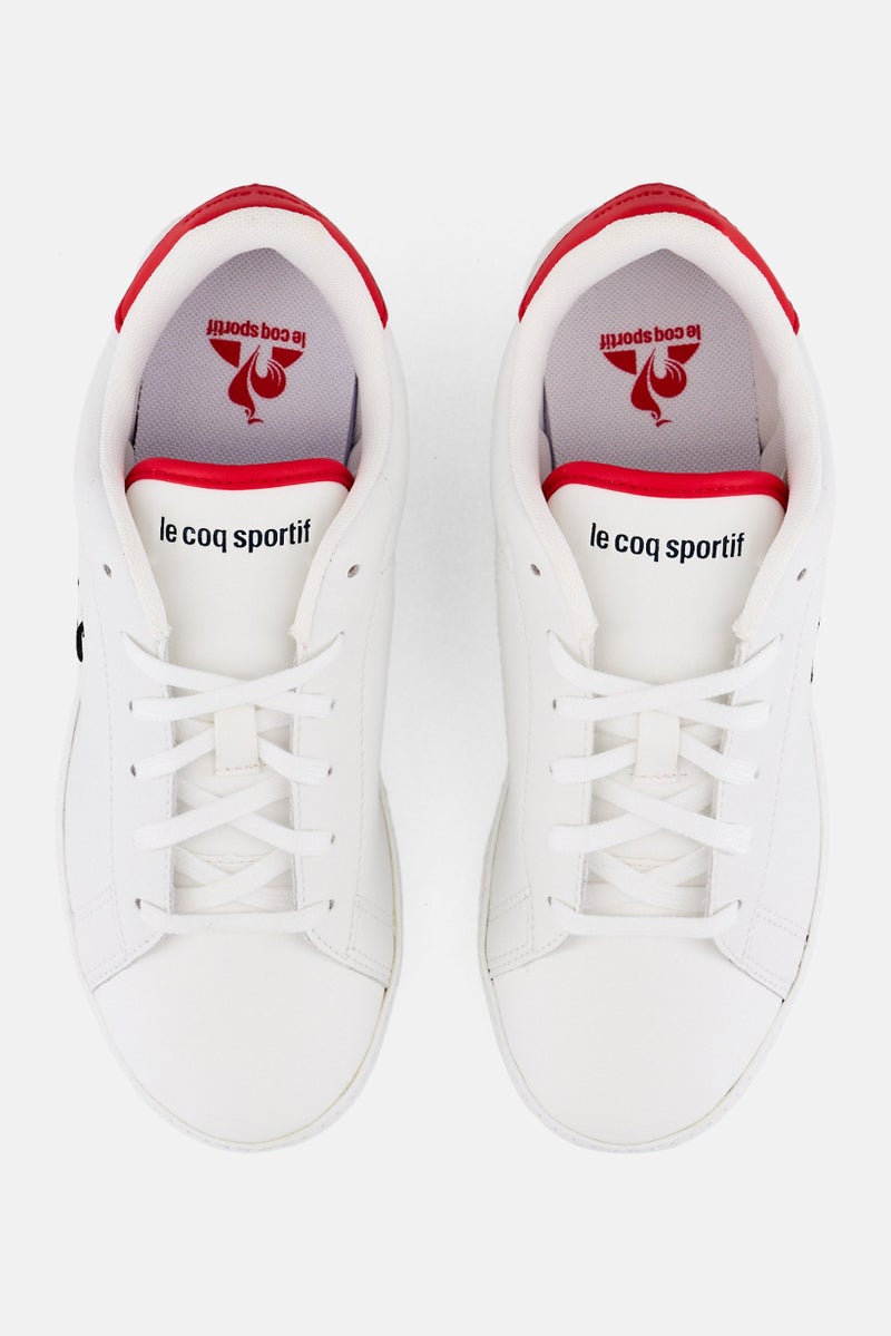 le coq sportif Kids Boy Courtset Gs Lace Up Casual Shoes, White  - Image 3