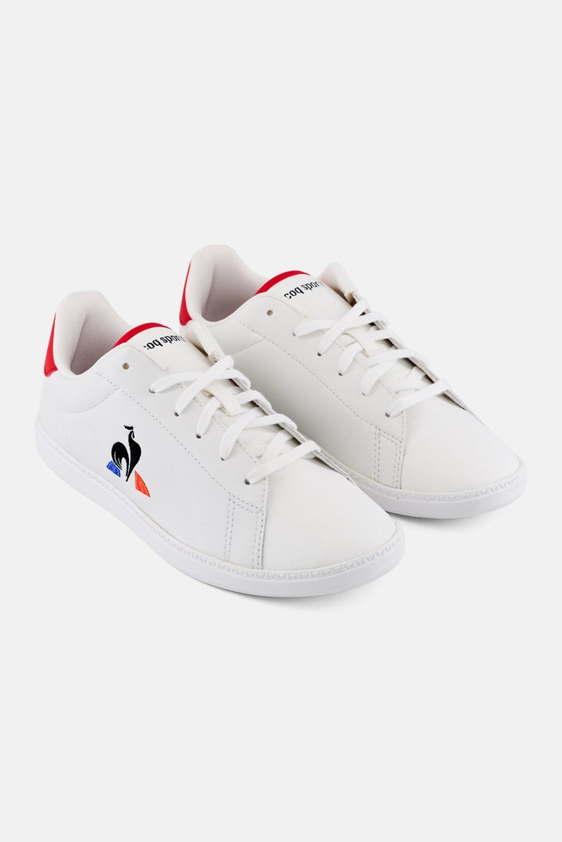 le coq sportif Kids Boy Courtset Gs Lace Up Casual Shoes, White  - Image 1