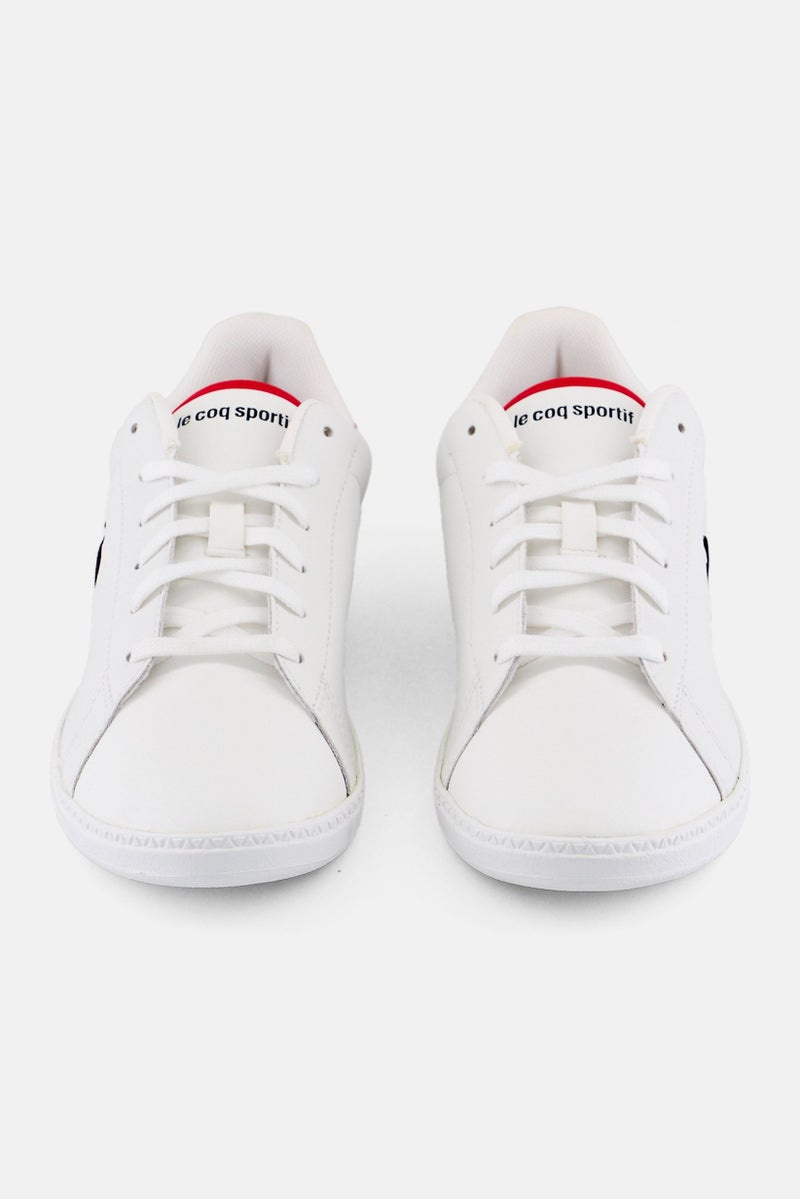 le coq sportif Kids Boy Courtset Gs Lace Up Casual Shoes, White  - Image 4