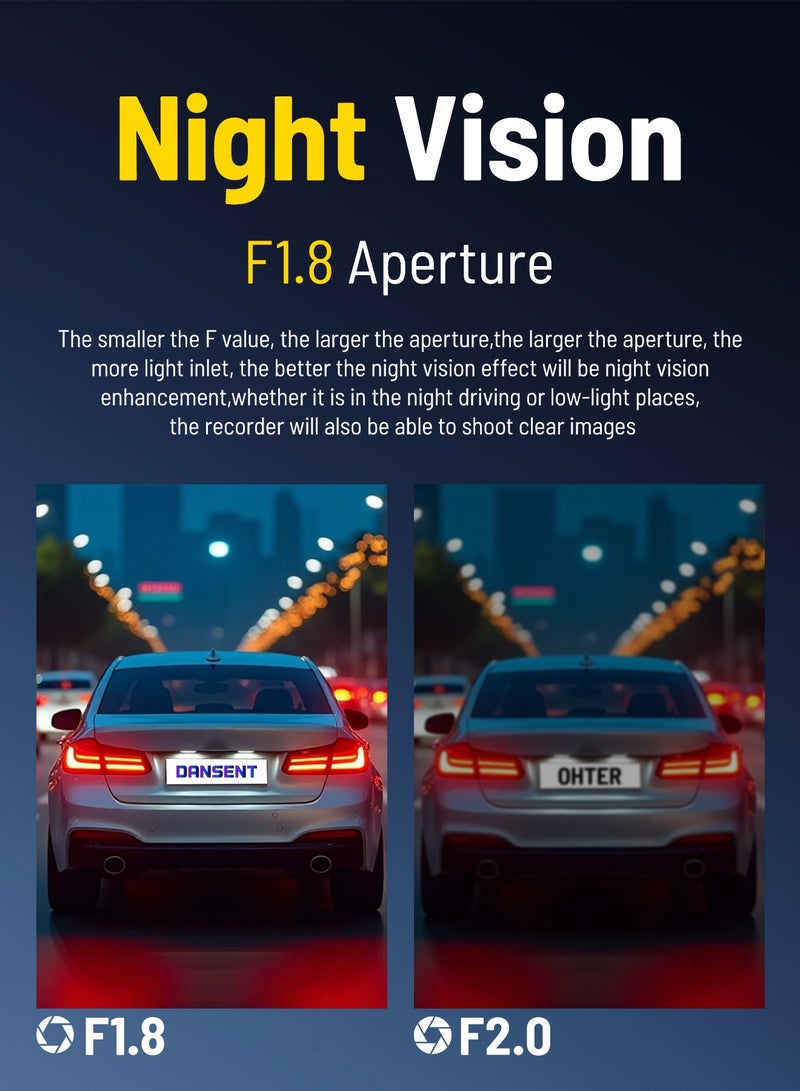 كاميرا سيارة UHD 4K مع بطاقة 32 جيجابايت للسيارات عدسة مزدوجة أمامية وخلفية أمامية 4K 3840*2160P خلفية 1080P مدمج WiFi G-Sensor مسجل فيديو DVR للسيارة - view 4