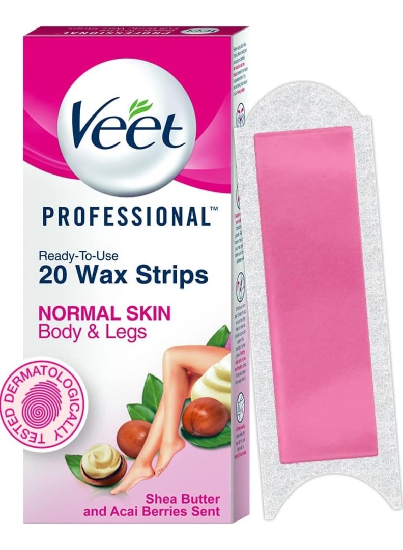 Veet شرائح شمع إزالة الشعر فيت سهلة الجل للبشرة العادية، عبوة من 20
