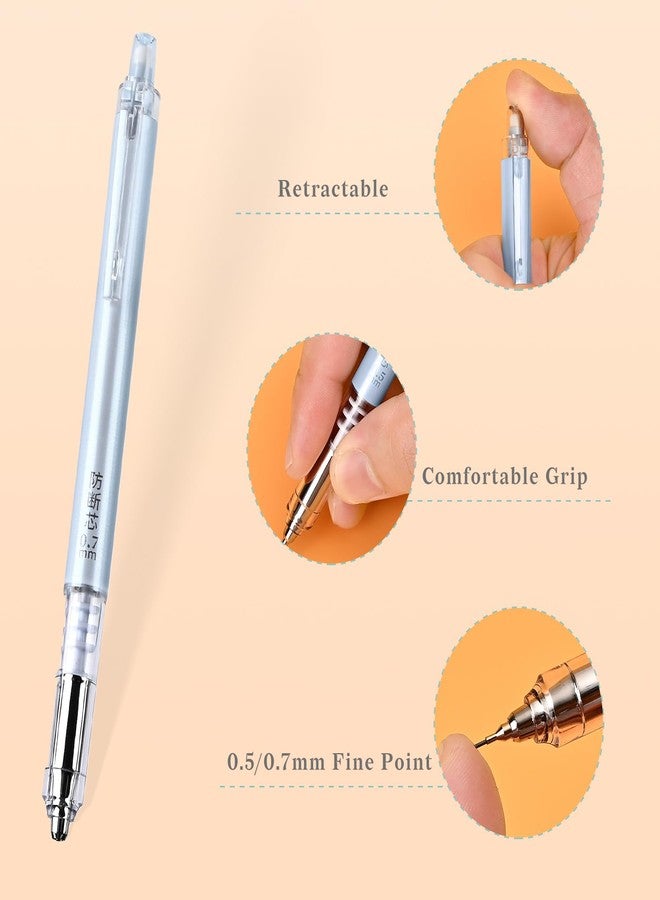 Temiary Aesthetic Mechanical Pencil Set with Case, 8 Pcs Medium Point 0.5 & 0.7 mm Pencils with 2 Tubes 2B Lead Refills, 2 Pcs Erasers for Writing, Sketching (Morandi) - Image 3