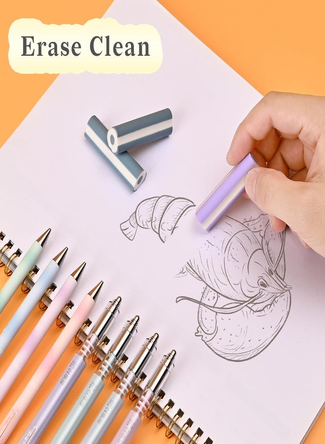 Temiary Aesthetic Mechanical Pencil Set with Case, 8 Pcs Medium Point 0.5 & 0.7 mm Pencils with 2 Tubes 2B Lead Refills, 2 Pcs Erasers for Writing, Sketching (Morandi) - Image 5