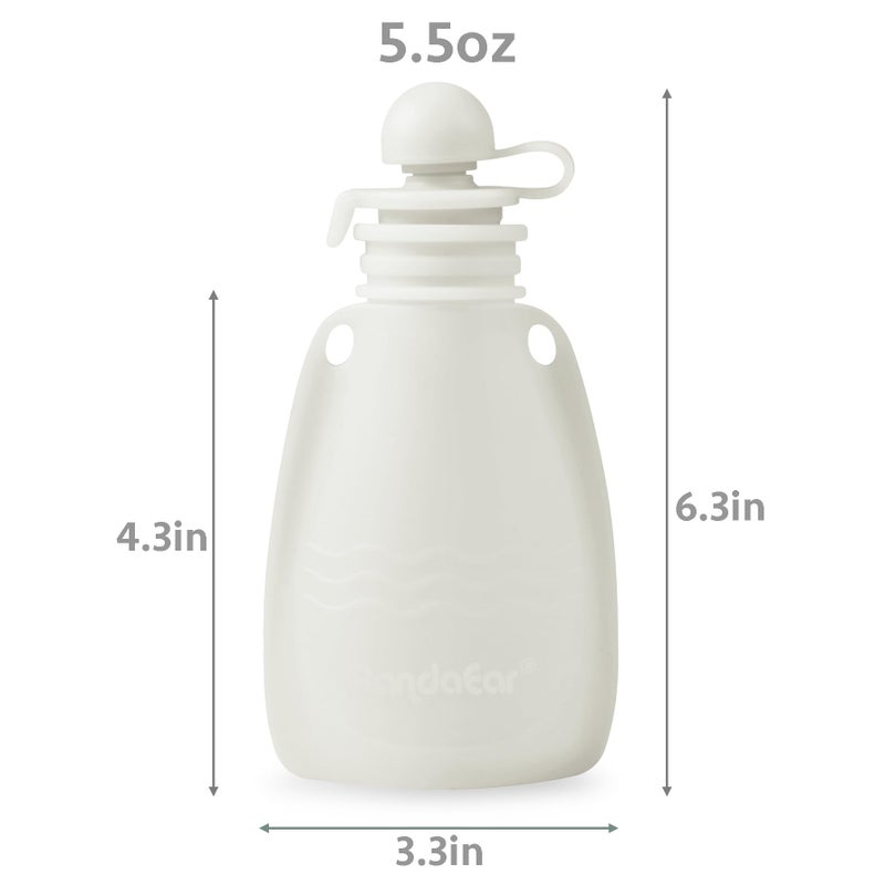 PandaEar 3 Pack Silicone Baby Food Pouches, Reusable Squeeze Pouches for Toddler with 3 Silicone Puree Feeder Spoon, BPA-Free Silicone Refillable Infant Food Storage, 5.5 oz (Light Tan&Walnut&Grey) - Image 4