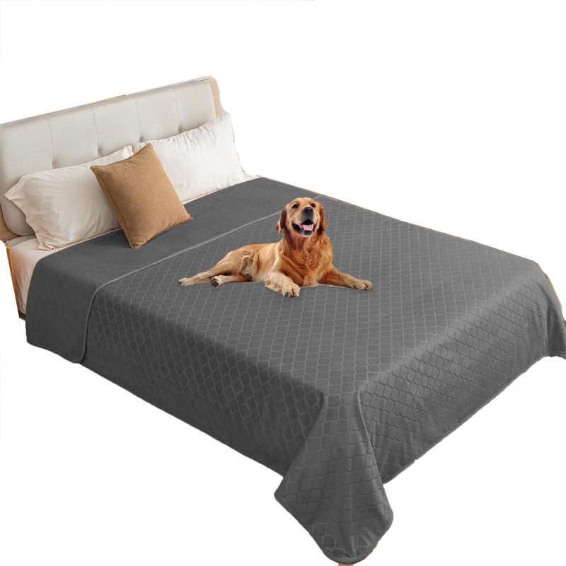 fuguitex Waterproof Dog Blanket Bed Cover Dog Crystal Velvet Moroccan Fuzzy Cozy Plush Pet Blanket Throw Blanket for Couch Sofa82 82 inch Dark GreyGrey