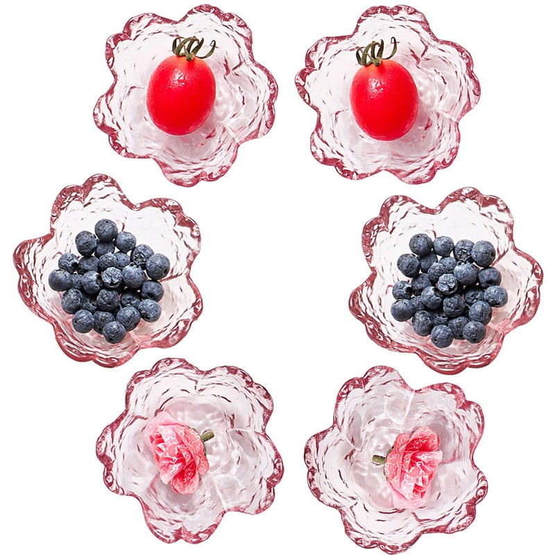 Halyuhn وعاء سلطة زجاجي مطروق سعة 50 أونصة من هاليون 8 دايزي وعاء زينة لتقديم الطعام وعاء زجاجي واضح متموج مع 3 جدران لتزيين الطاولة وعاء حلوى غير منتظم طبق تقديم زجاجي فاخر لمكتب العمل