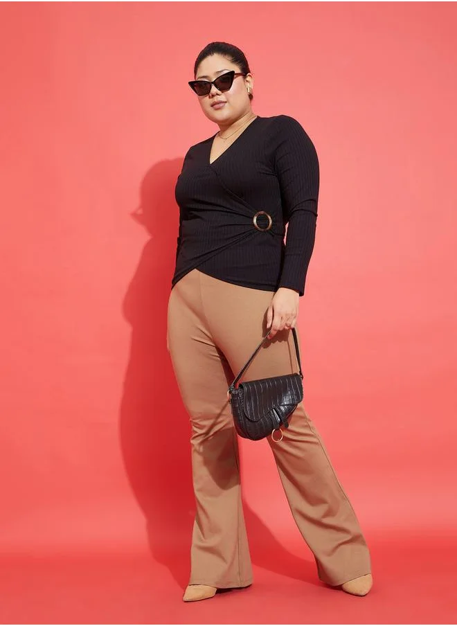 ساسافراس Rib Side Buckle Detail Long Sleeve Top by Styli